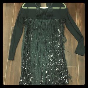 Black sequin and fringe dress
